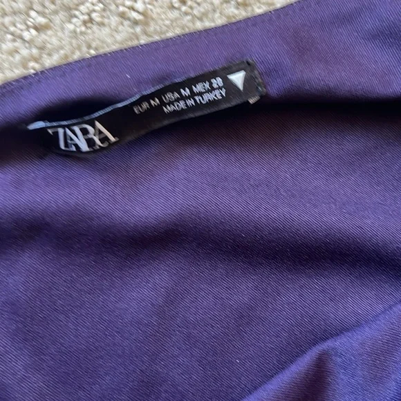 Zara one shoulder dark purple stretch dress. Ruched side . Sheer sleeves - Picture 6 of 13